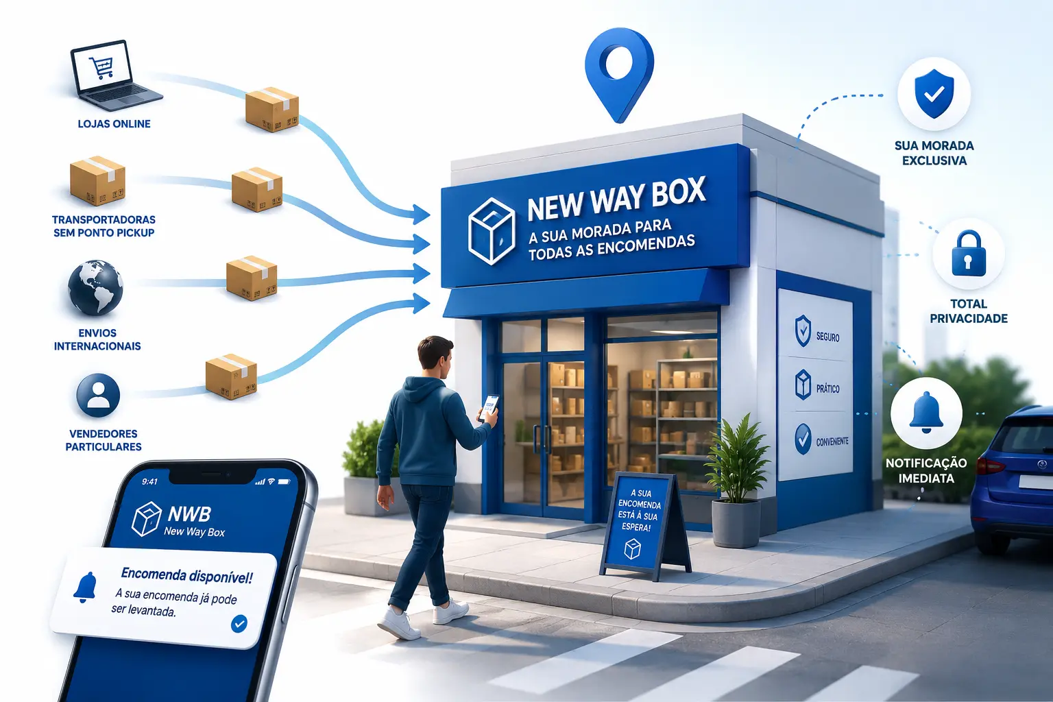 Serviço New Way Box para centralização de encomendas